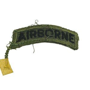 US Army Black on Green Airborne Tab Military u Patch Embroidered